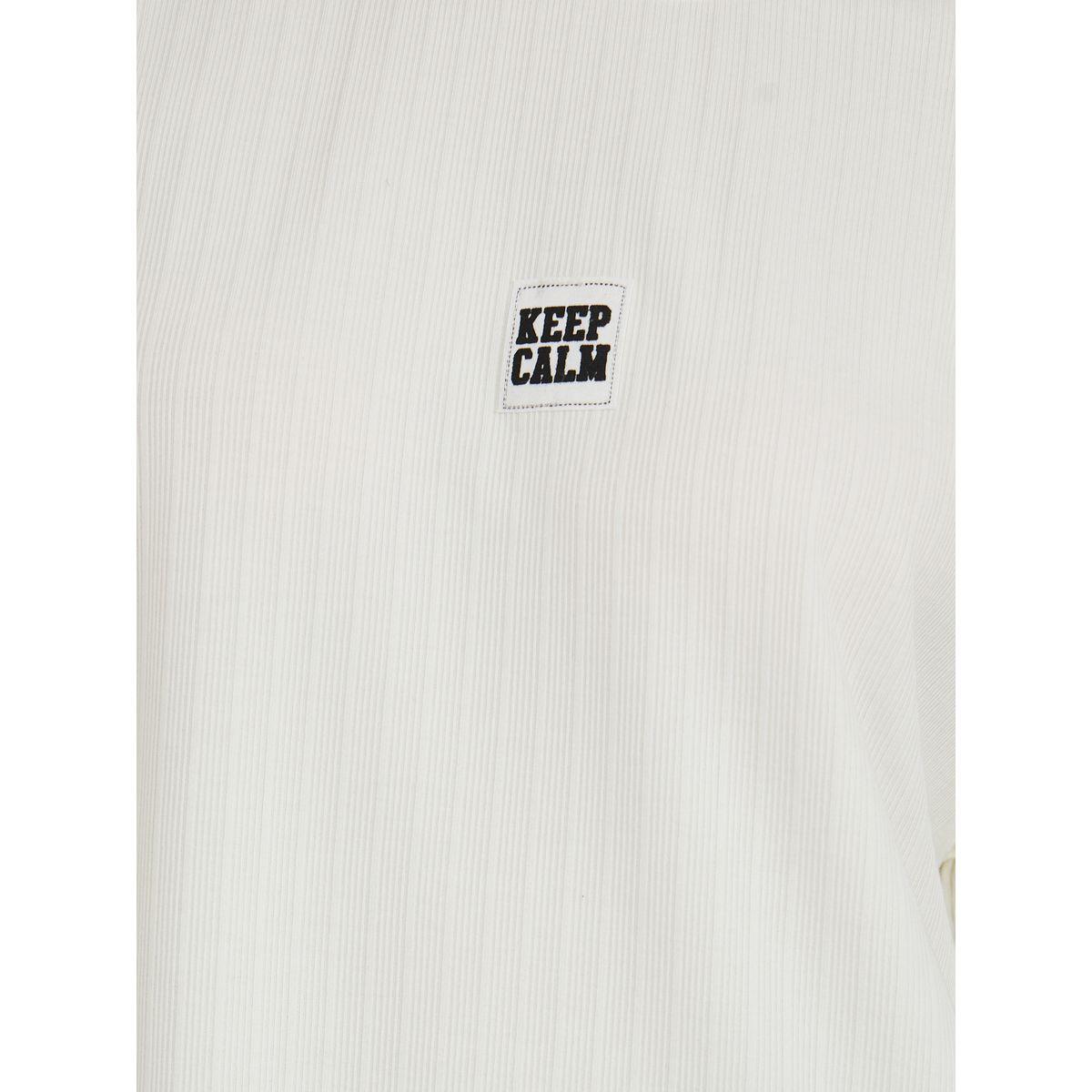 Styli Short Sleeve Logo Detail Ribbed Knit Oversized T-Shirt-women-clothing-tshirts-image-3
