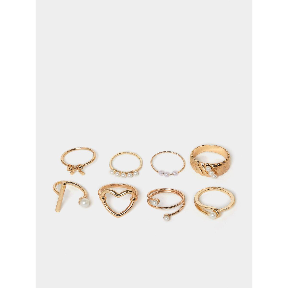 Styli Set of 8 - Pearl Accent Rings-women-watchesandjewellery-jewellery-rings-image-1