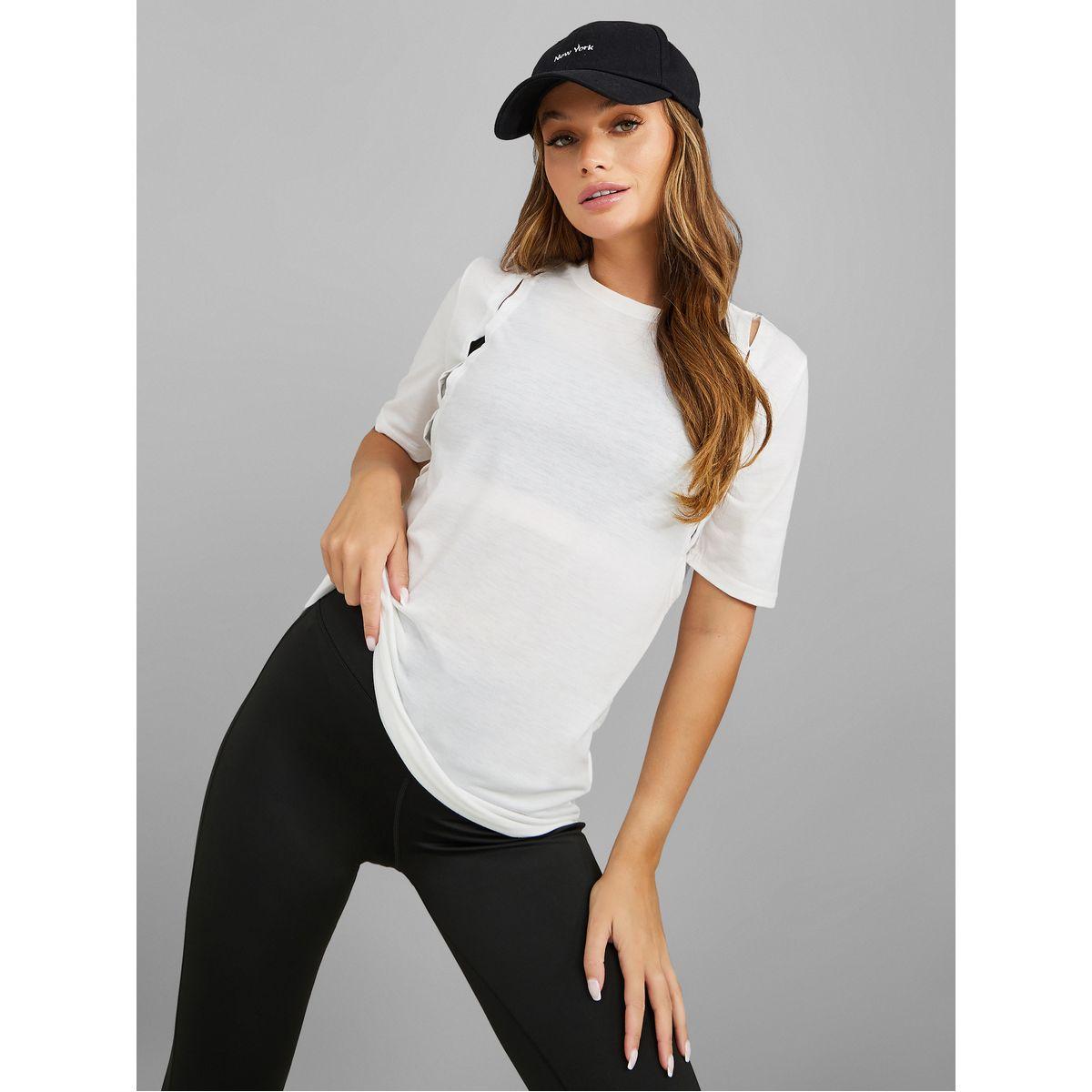 Styli Active Cut Out Detail Oversized Yoga Fit Activewear Top-sports-women-clothing-tshirtsandvests-image-1