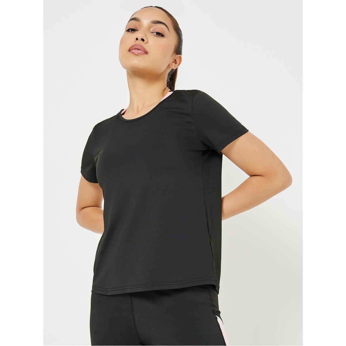 Styli Active Pack of 3 - Solid Top Slogan Print Strap Detail Sports Bra and Contrast Panel Active Legging Set-women-clothing-sportswearandactivewear-trackpantsandtracksuits-image-3