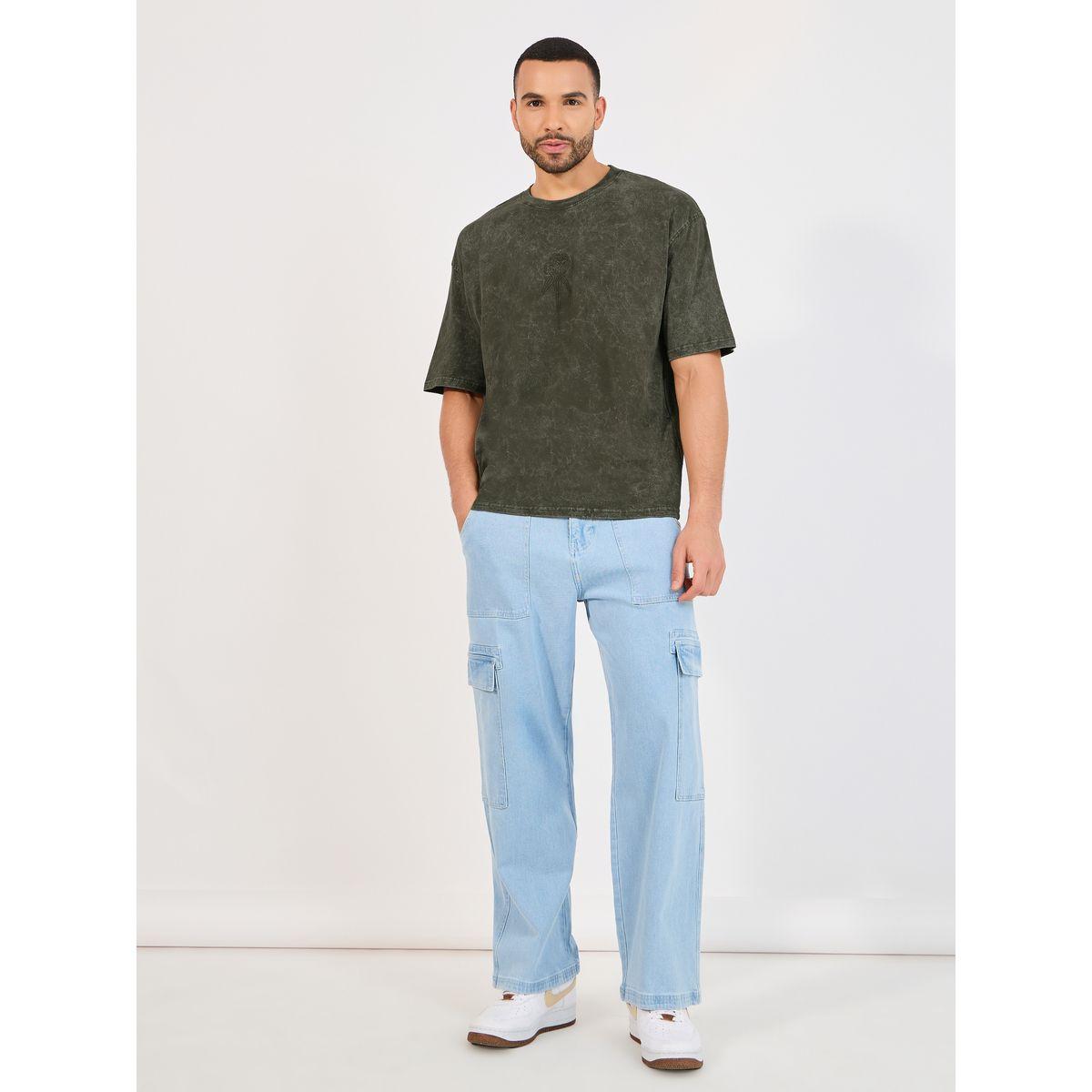 Styli Acid Washed Oversized T-Shirt with Rose Embroidery Detail-men-clothing-tshirtsandpolos-tshirts-image-2