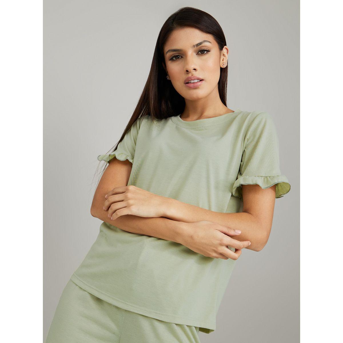 Styli Unwind Ruffle Sleeves T-shirt and Pyjama Set-women-clothing-nightwear-pyjamas-longsets-image-3