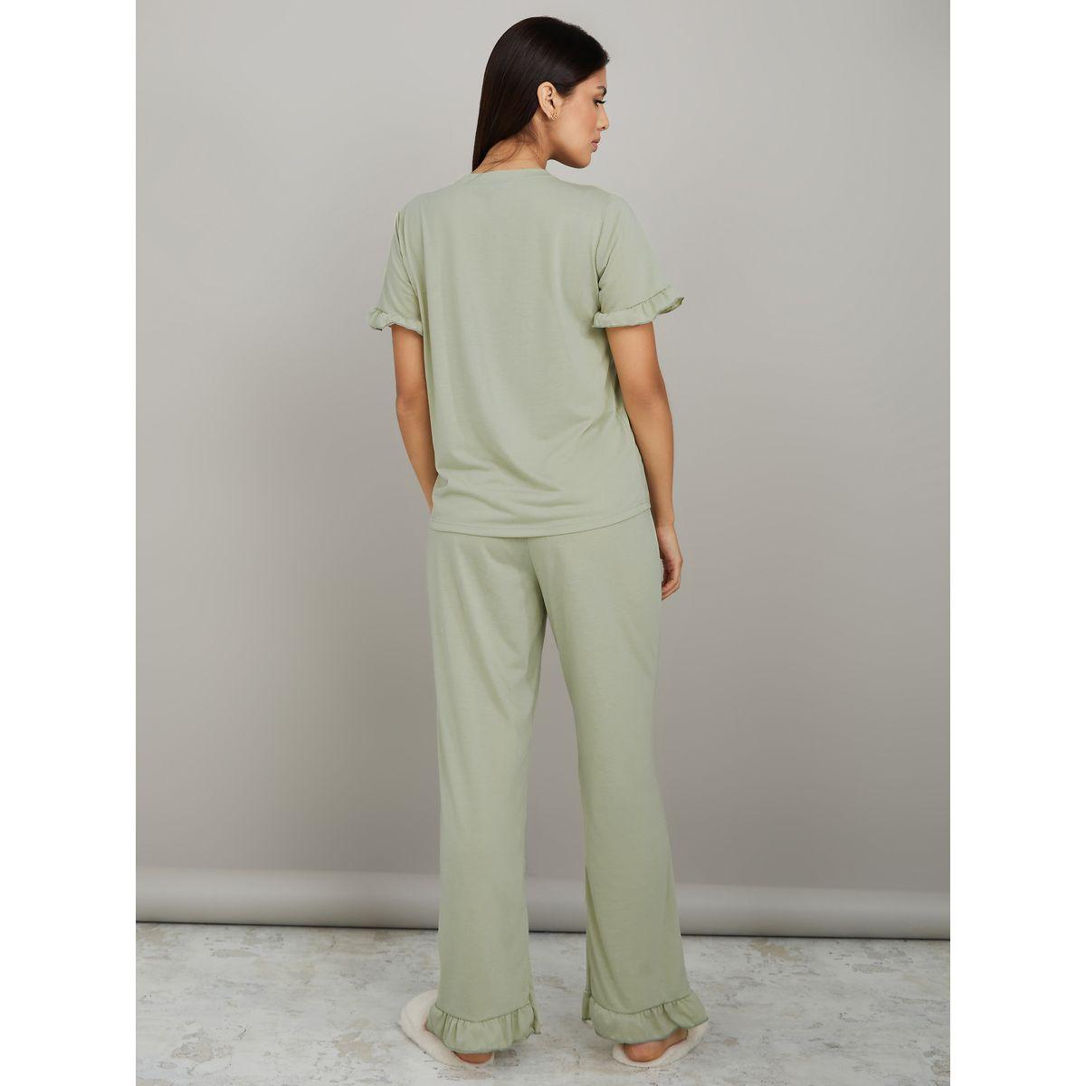 Styli Unwind Ruffle Sleeves T-shirt and Pyjama Set-women-clothing-nightwear-pyjamas-longsets-image-6