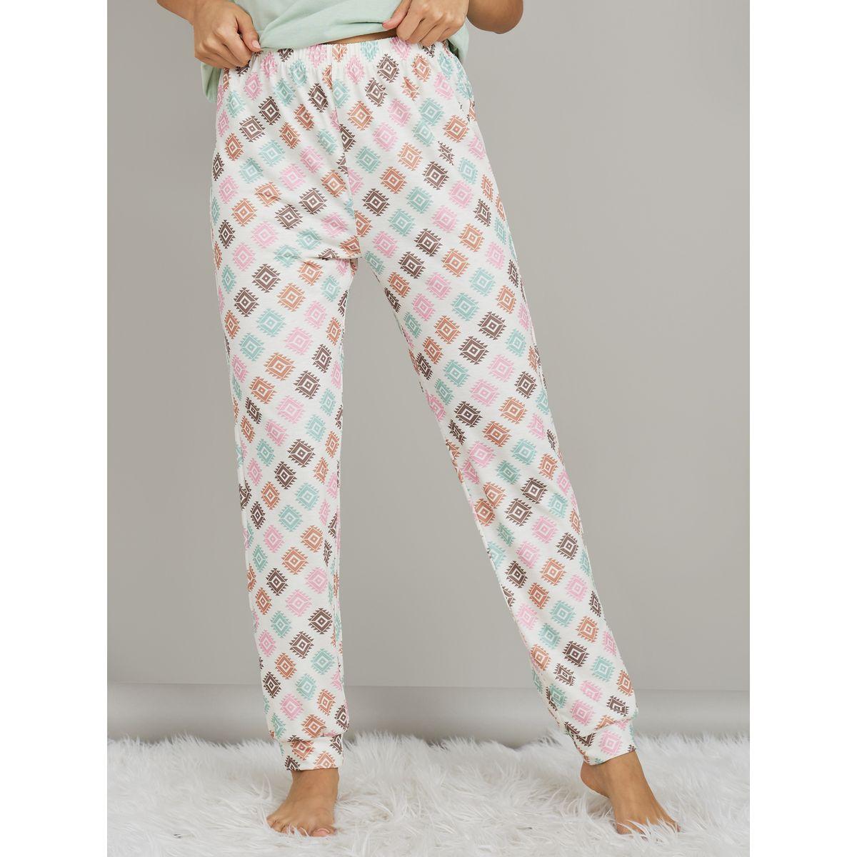 Styli Unwind Geo Print Tape Detail T-shirt and Cuff Pyjama Set-women-clothing-nightwear-pyjamas-longsets-image-5