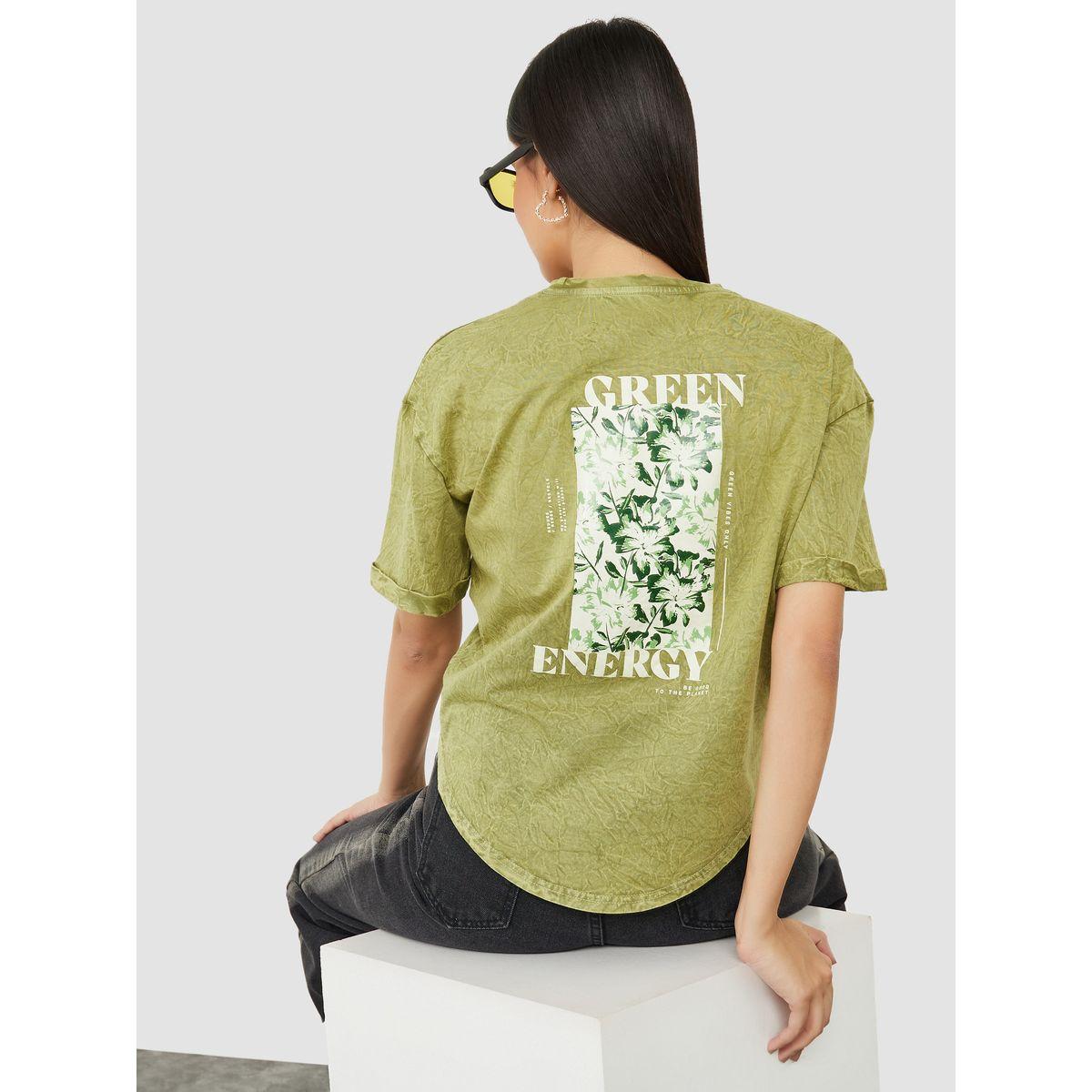 Styli Turn-Up Sleeve Graphic Print Acid Wash Boxy Fit T-Shirt-women-clothing-tshirts-image-1