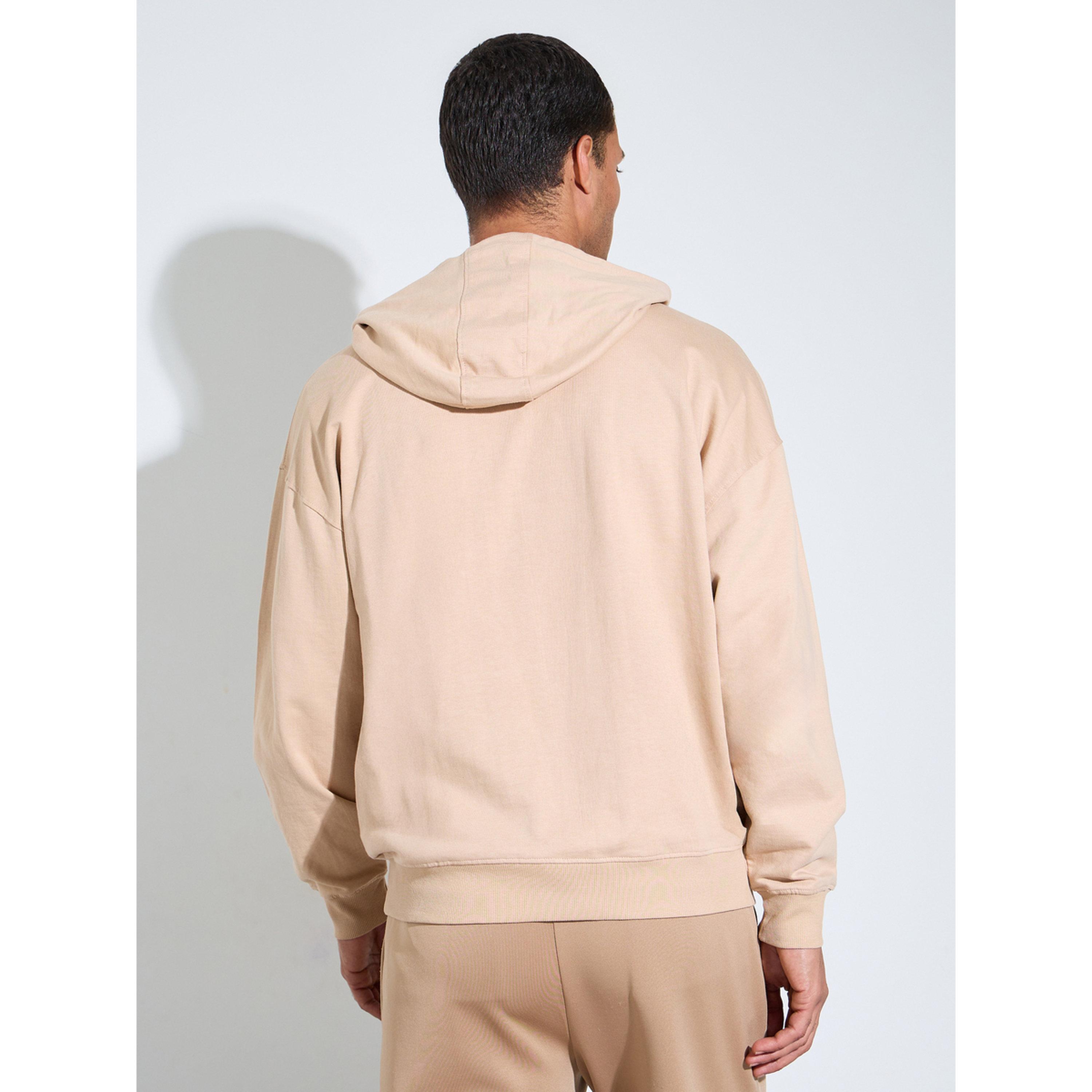 Styli beige Solid Kangaroo Pocket Oversized Hoodie-men-winterwear-hoodiesandsweatshirts-image-3