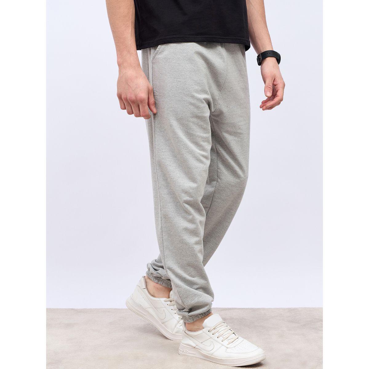 Styli Men Grey Plain Thigh Placement print Oversize fit Joggers-men-clothing-bottoms-joggers-image-4