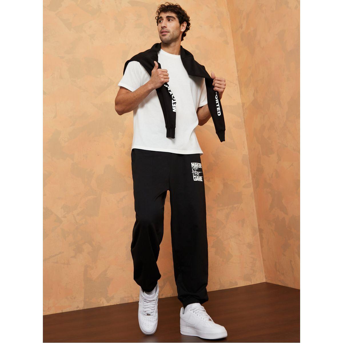 Styli Placement Print Oversized Jogger with Elasticated Hem-men-clothing-bottoms-joggers-image-2