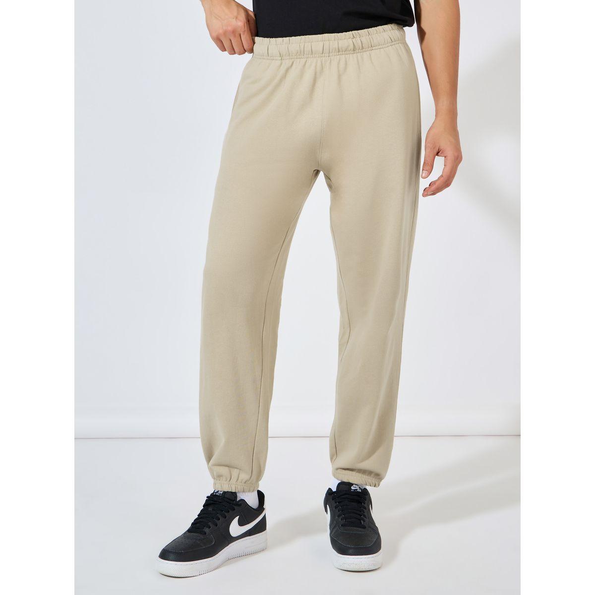 Styli Relaxed Fit French Terry Joggers with Elasticated Hem-men-clothing-bottoms-joggers-image-1