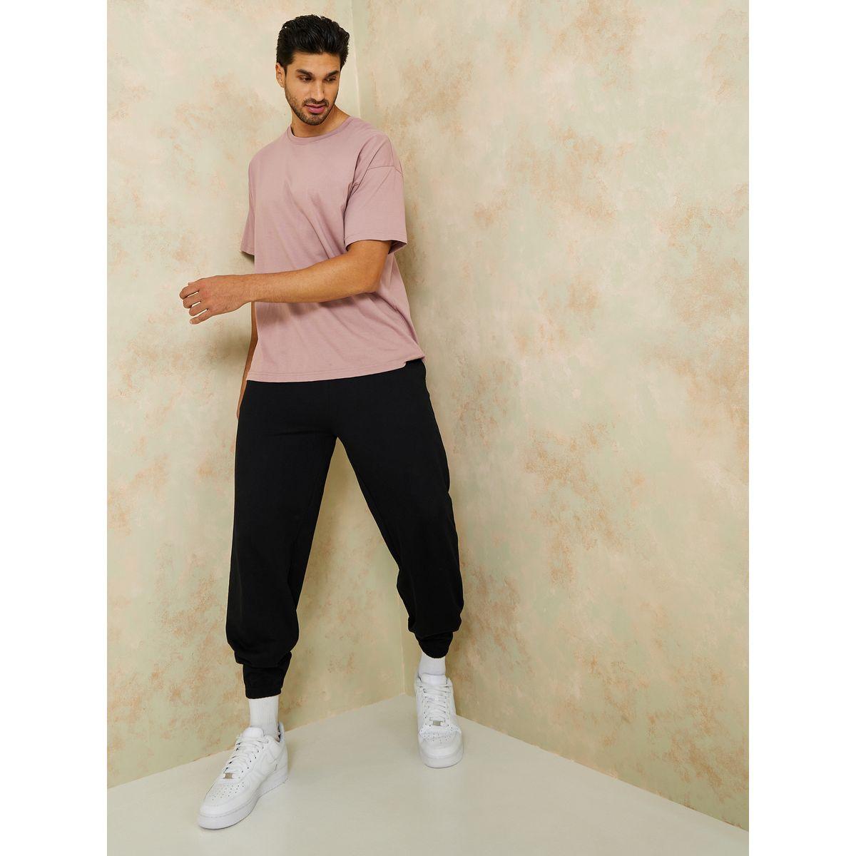 Styli Relaxed Fit French Terry Jogger with Elasticated Hem-men-clothing-bottoms-joggers-image-1