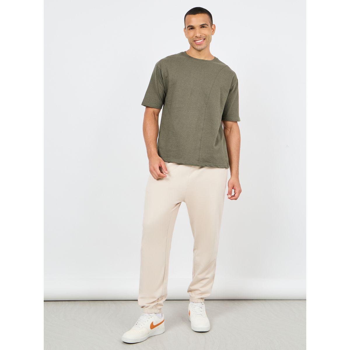 Styli Oversized Solid Fleece Joggers-men-clothing-bottoms-joggers-image-2