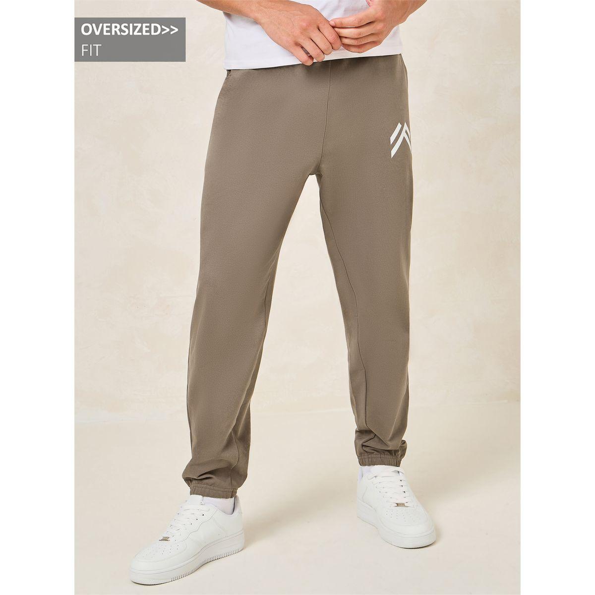 Styli Minimal Print Oversized Joggers with Elasticated Hem-men-clothing-bottoms-joggers-image-1