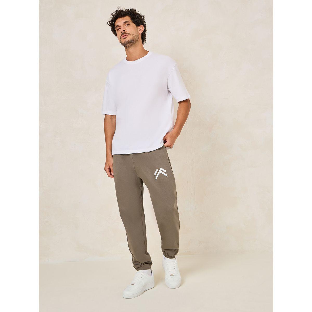 Styli Minimal Print Oversized Joggers with Elasticated Hem-men-clothing-bottoms-joggers-image-2