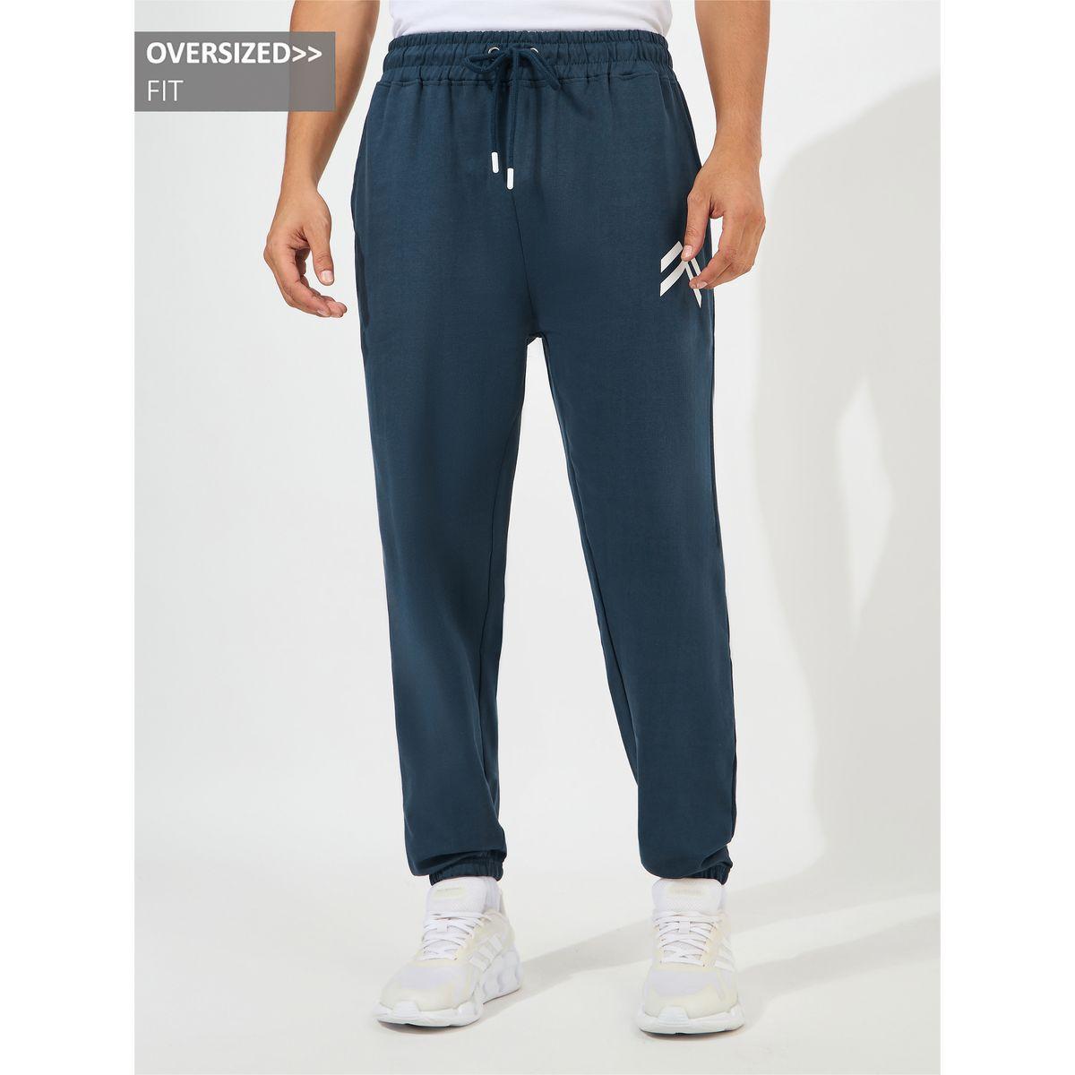 Styli Minimal Print Oversized Joggers with Elasticated Hem-men-clothing-bottoms-joggers-image-1