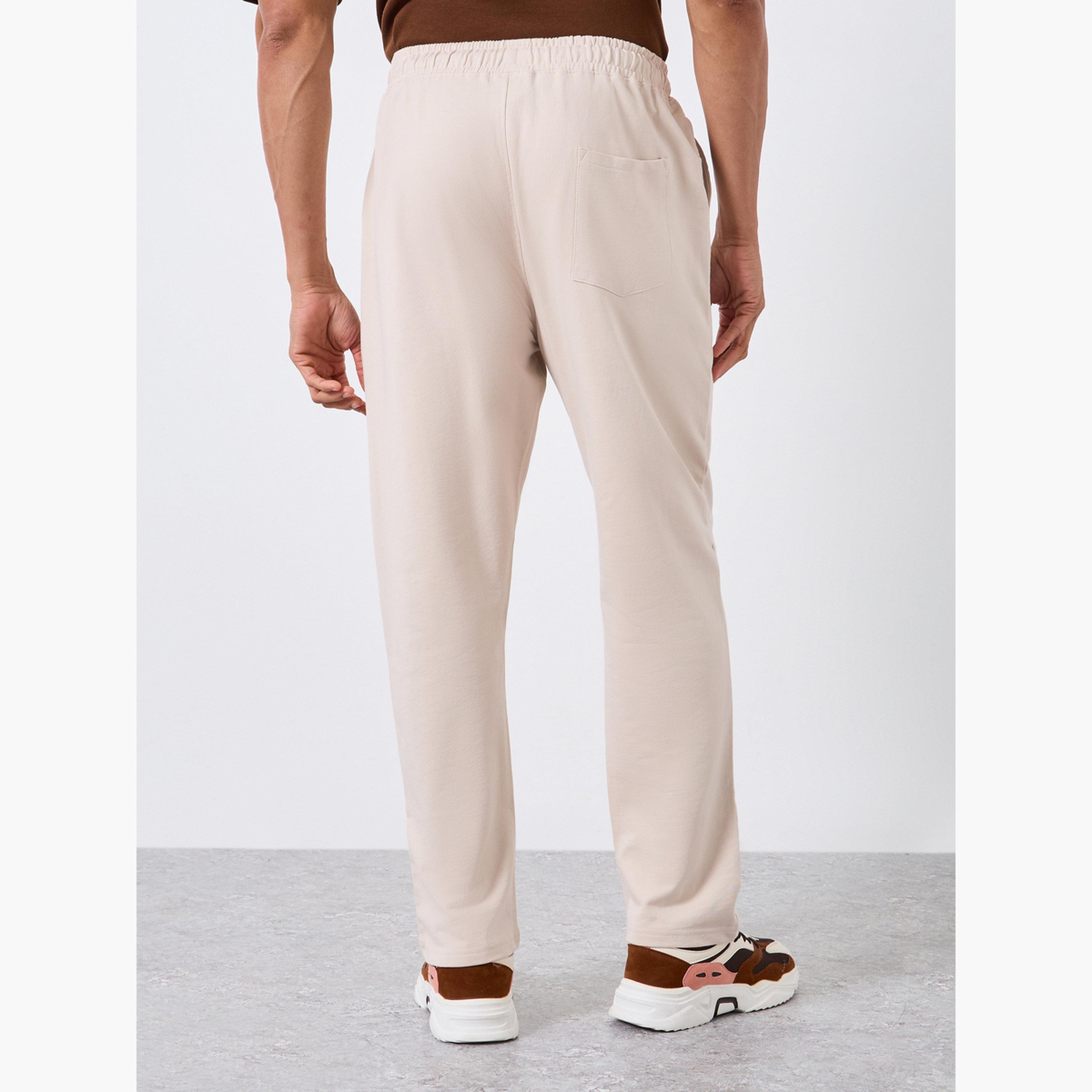 Styli Men Beige Solid Straight Fit Joggers-men-clothing-bottoms-joggers-image-4