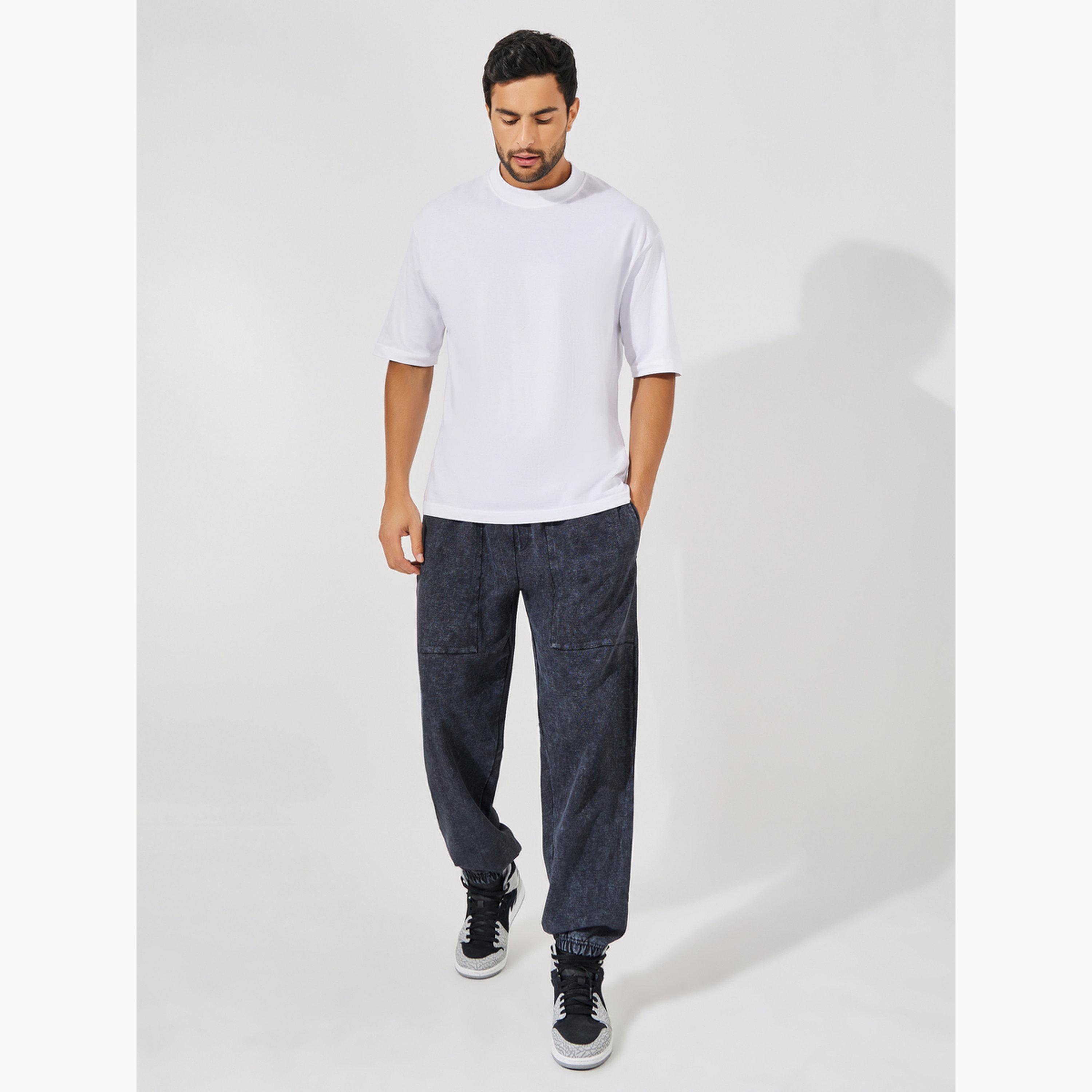 Styli Acid Wash Relaxed Fit Joggers with Elasticated Cuff-men-clothing-bottoms-joggers-image-2