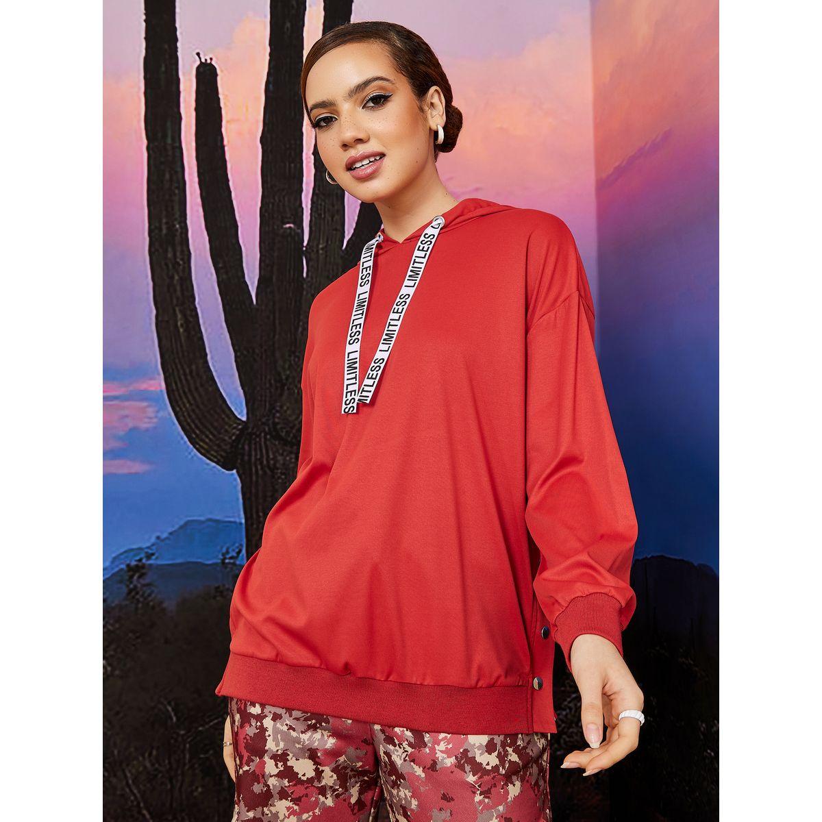 Styli Limited Printed Tape Oversized Hoodie with Side Snap Button Detail-women-clothing-hoodiesandsweatshirts-hoodies-image-3