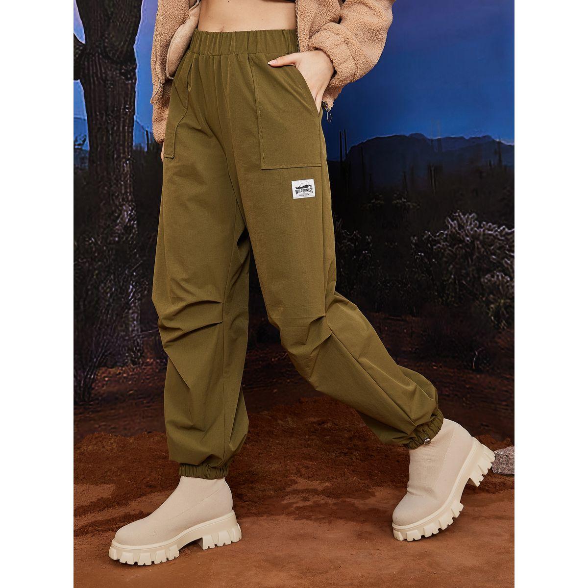Styli Limited Elasticated Parachute Jogger in Premium Nylon with Toggle Detail-women-clothing-bottoms-joggers-image-1