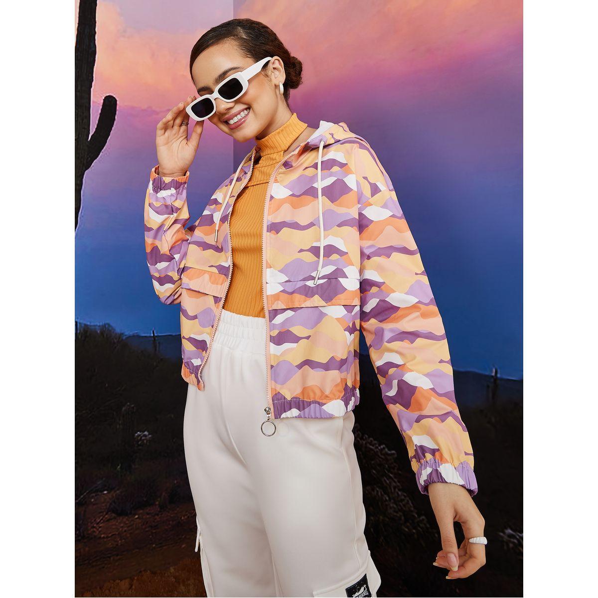 Styli Limited Abstract Landscape Print Hooded Jacket-women-winterwear-coatsandjackets-jackets-image-1