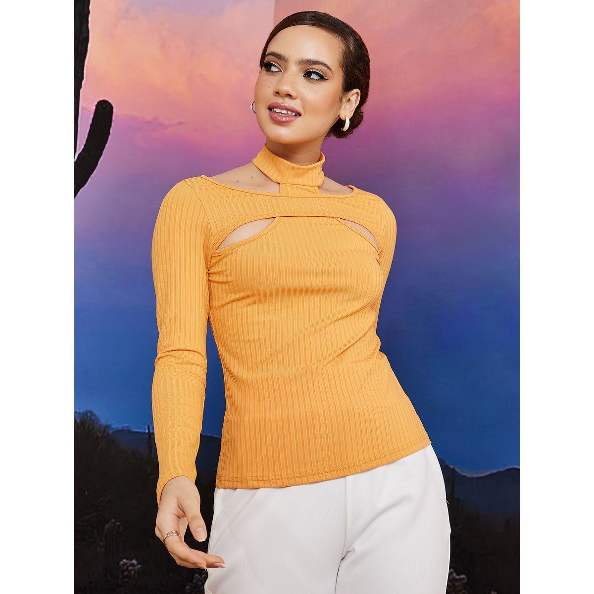 Styli Limited Long Sleeves Cut-Out High Neck Textured Jersey Top-women-clothing-shirtsandblouses-blouses-image-3