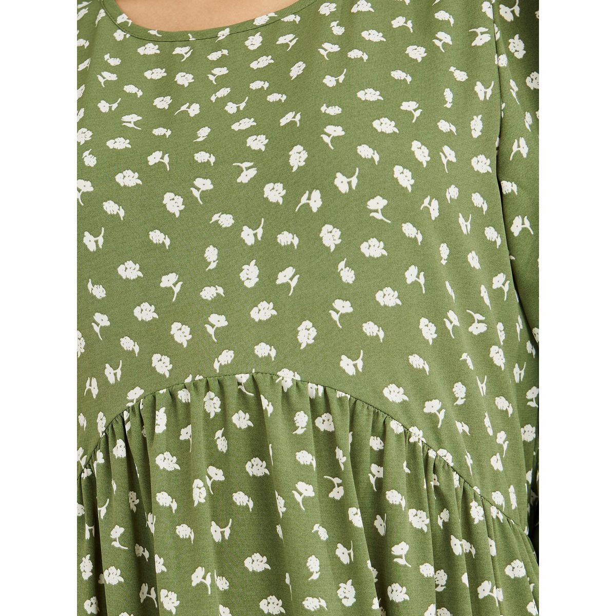 Styli 3/4 Sleeves Floral All Over Print A-Line Maxi Dress-women-clothing-dresses-image-3