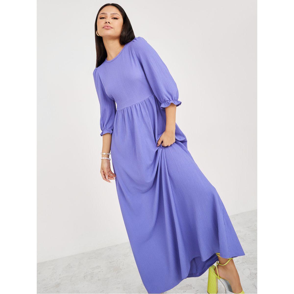 فستان طويل باكمام مزينة بكشكش-women-clothing-dresses-image-1