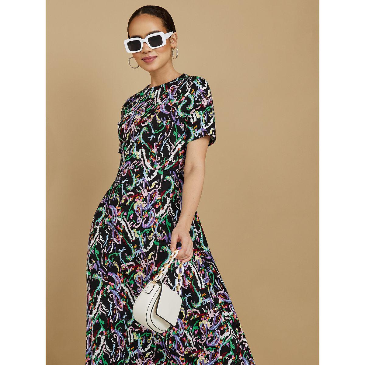 Styli Short Sleeves Marble Print A-Line Maxi Dress-women-clothing-dresses-image-2
