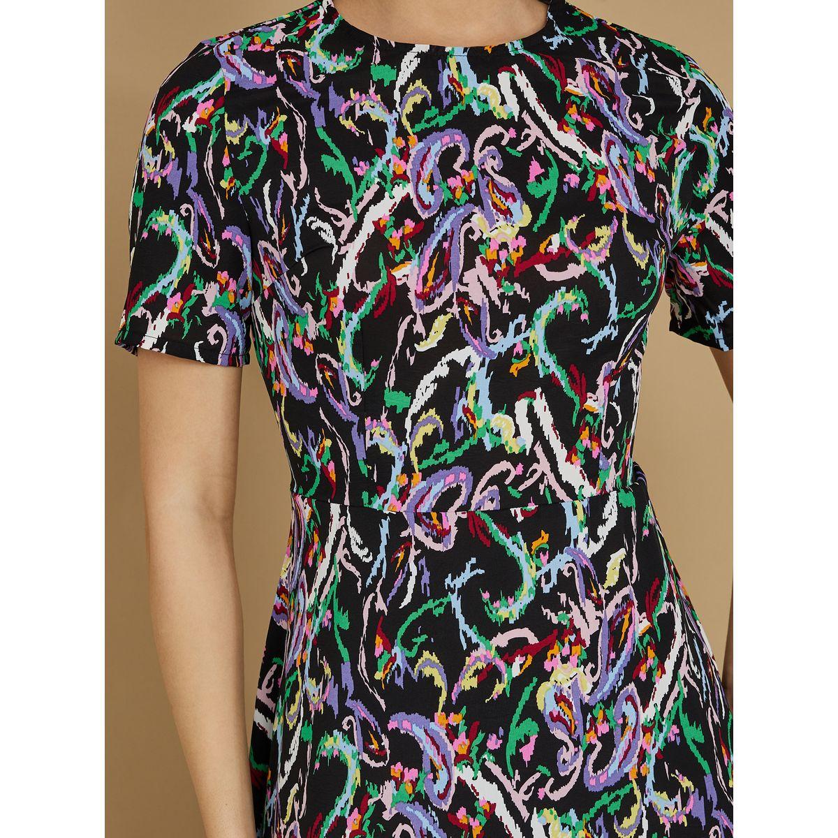 Styli Short Sleeves Marble Print A-Line Maxi Dress-women-clothing-dresses-image-3