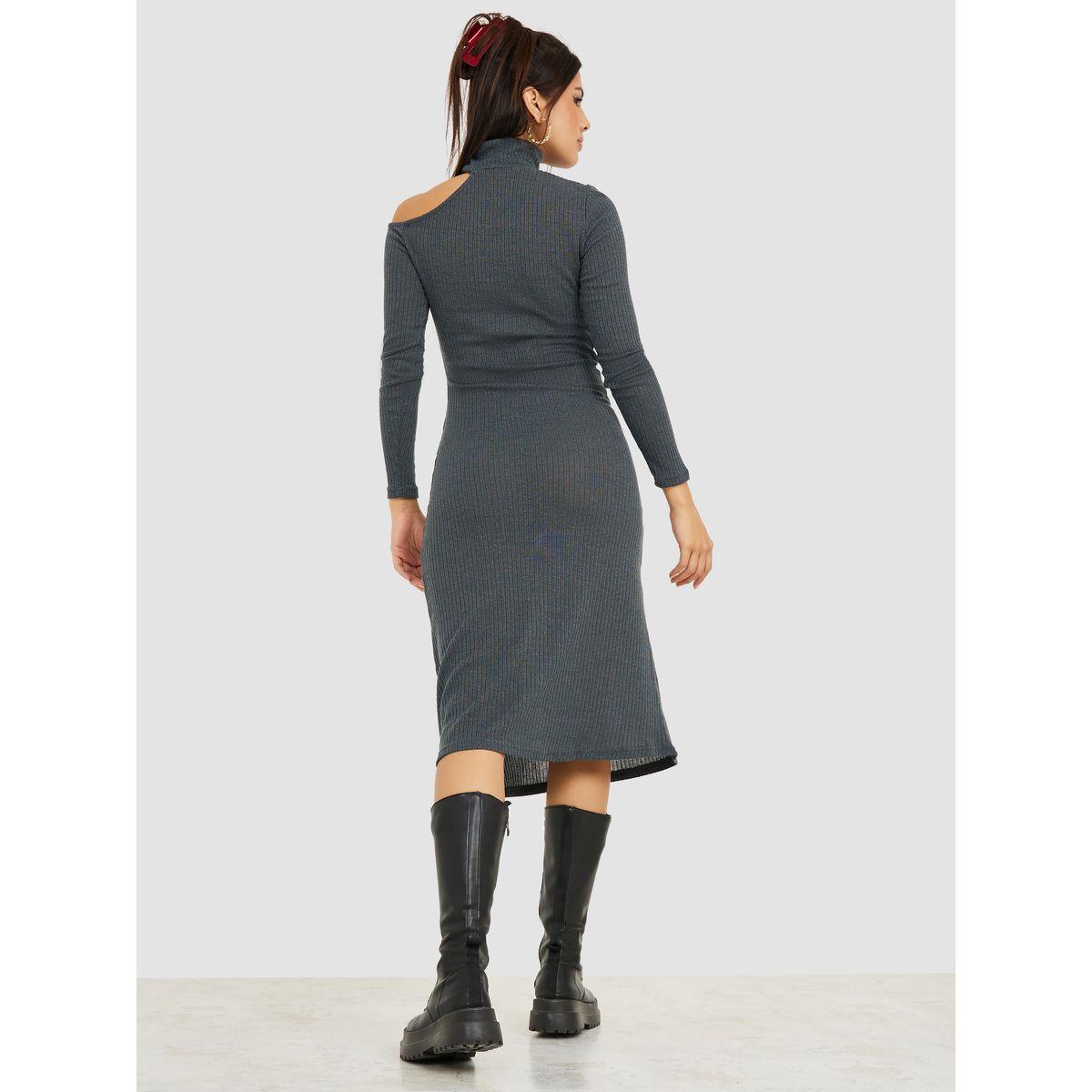 Styli Long Sleeves Cut-Out Ribbed Knit Midi Dress-women-clothing-dresses-image-4