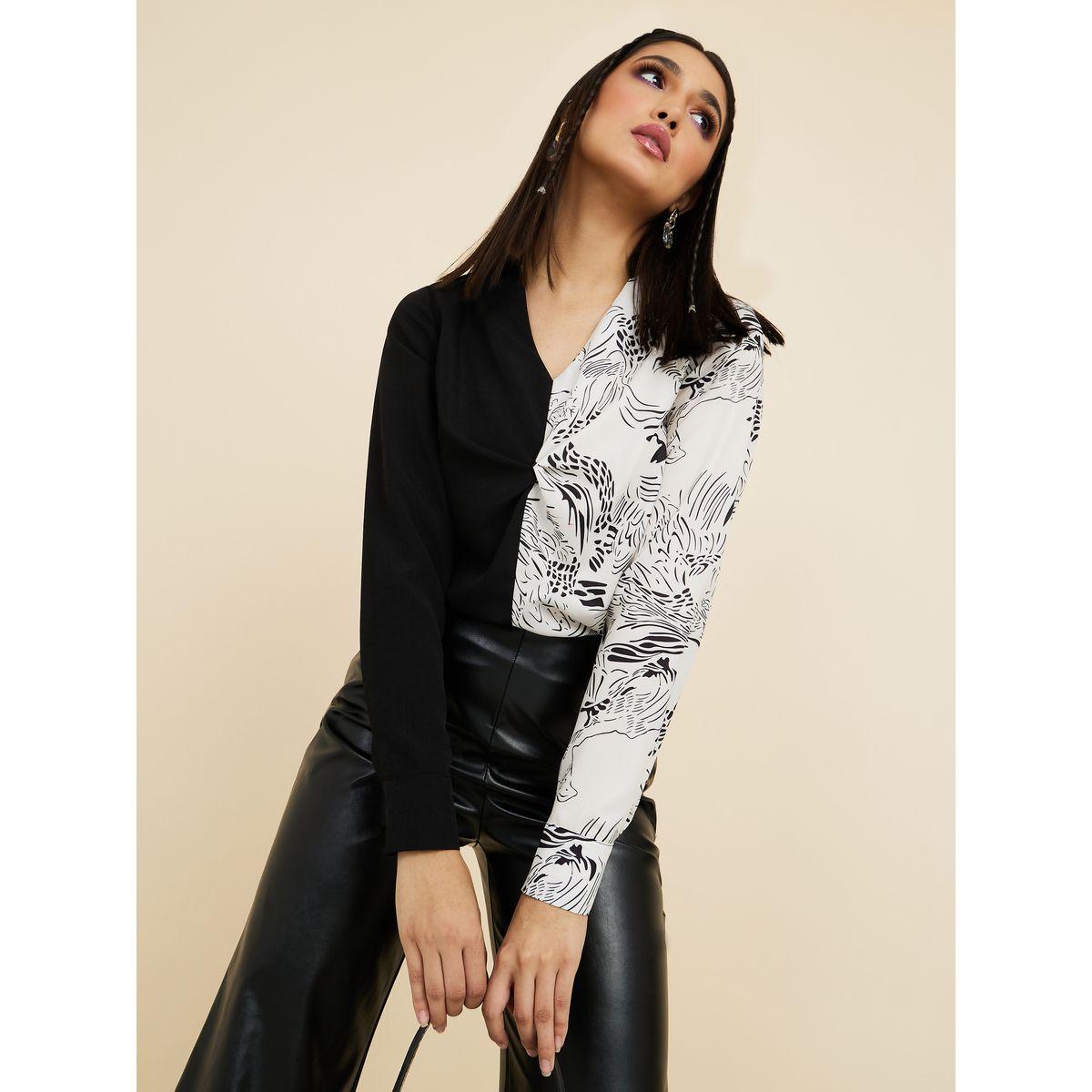 Styli Long Sleeves Colorblock Printed Collared Regular Fit Blouse-women-clothing-shirtsandblouses-shirts-image-1