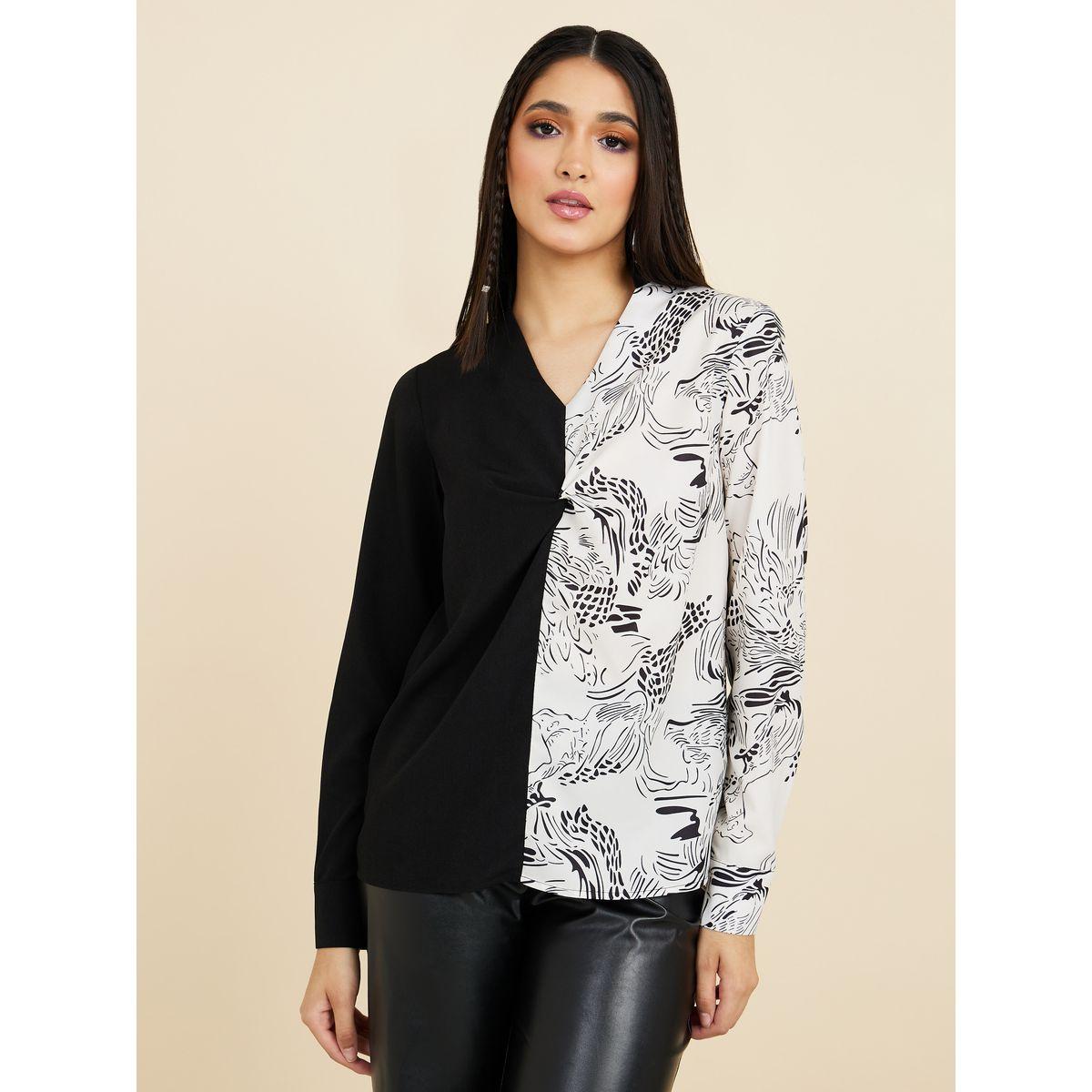 Styli Long Sleeves Colorblock Printed Collared Regular Fit Blouse-women-clothing-shirtsandblouses-shirts-image-3