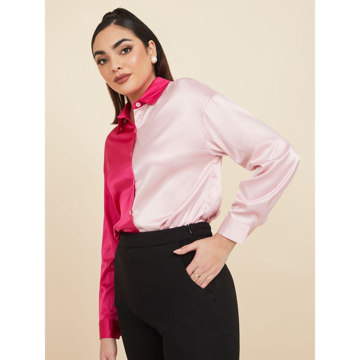 Styli Colorblock Regular Fit Satin Shirt-women-clothing-shirtsandblouses-shirts-image-1