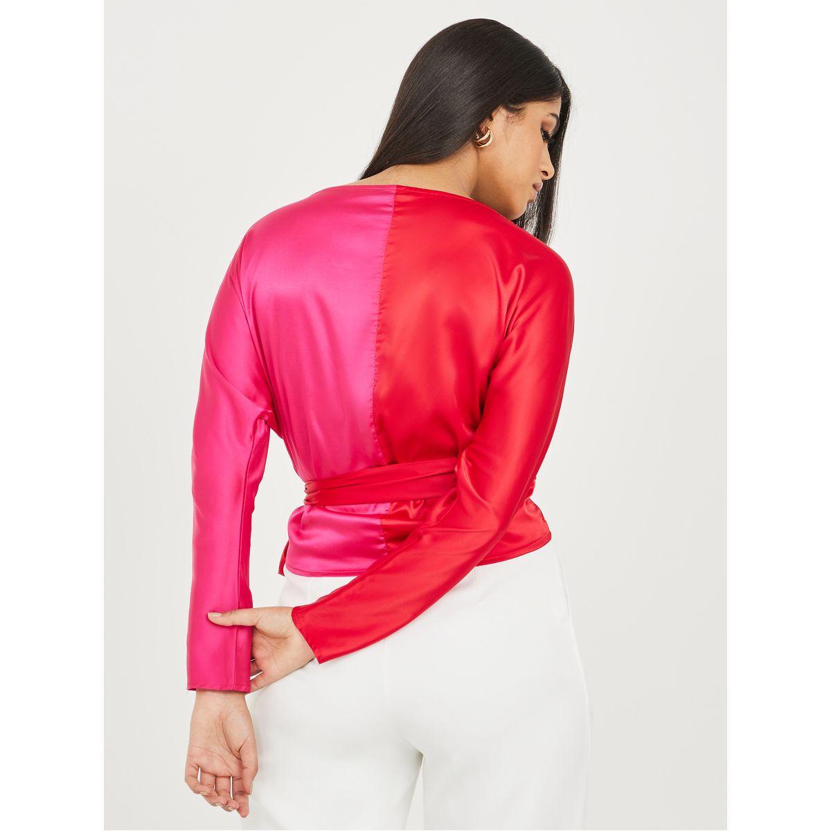 بلوزة بنمط لف ونمط كتل الالوان-women-clothing-shirtsandblouses-blouses-image-4