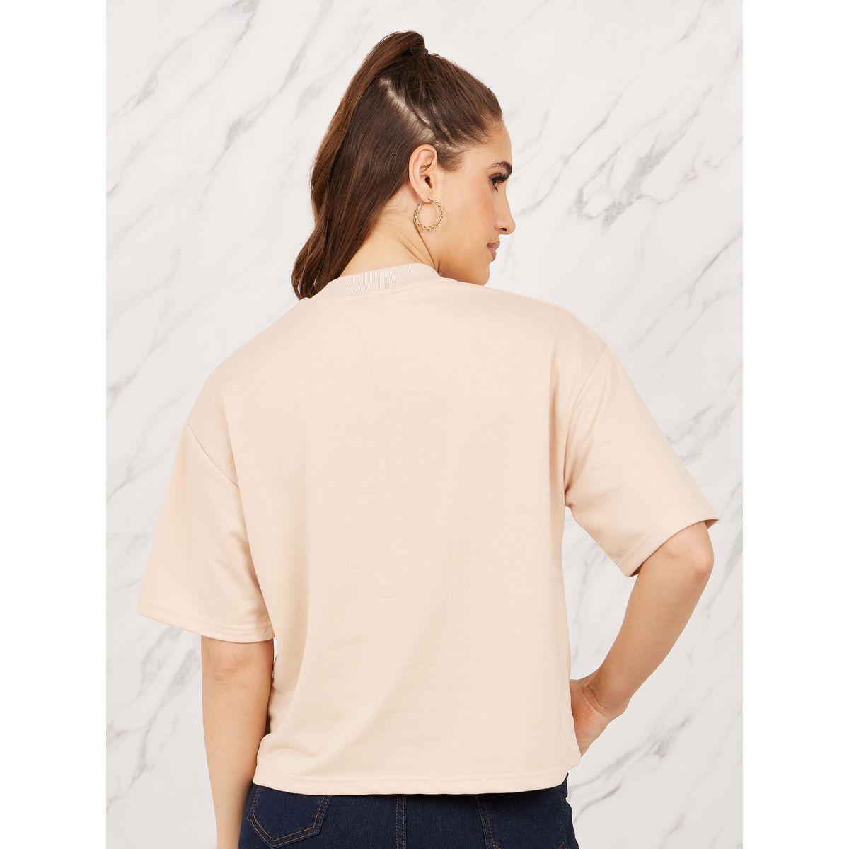 تيشيرت بقصة بوكسي مضلعة وياقة عالية-women-clothing-tshirts-image-4