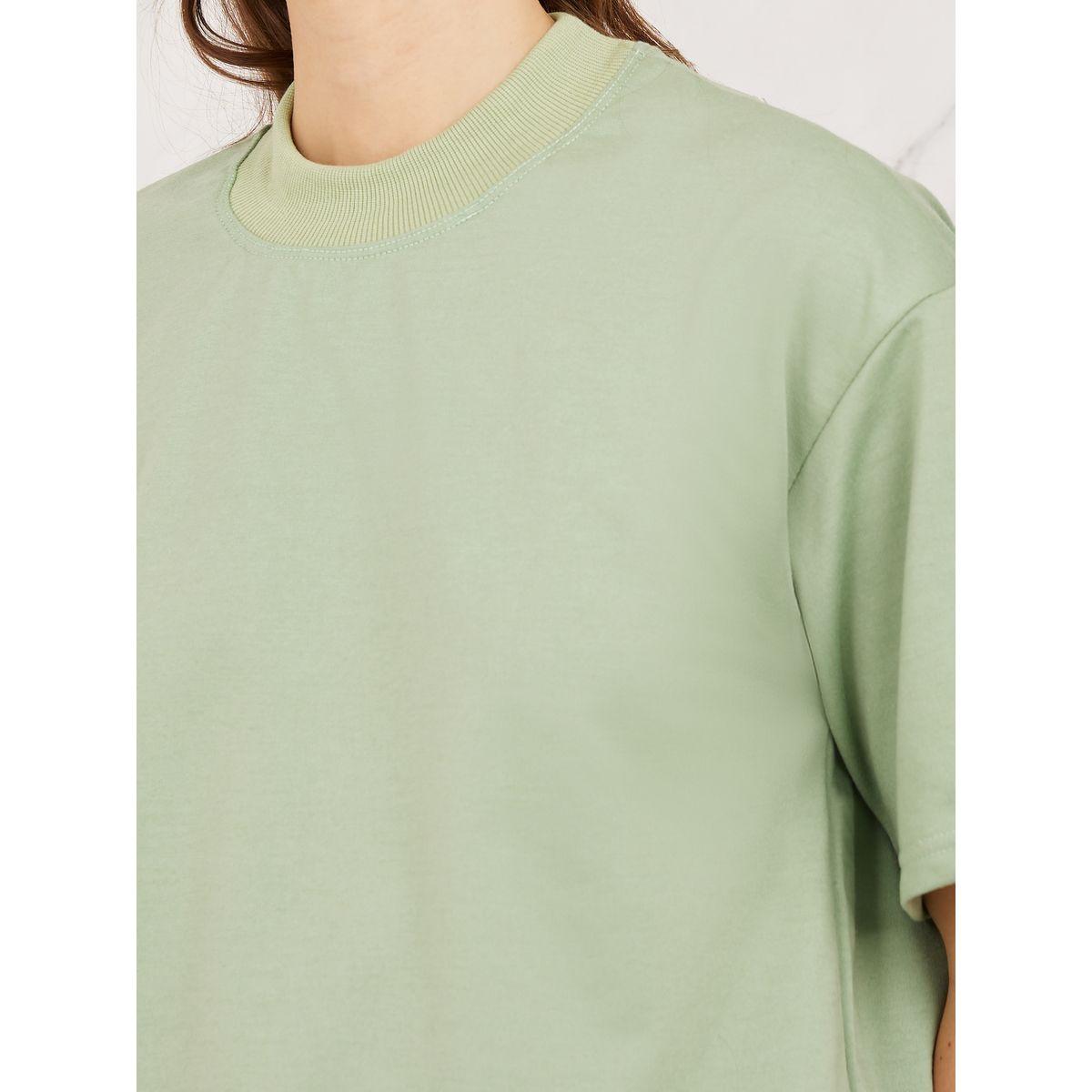 Styli Ribbed High Neck Dropped Shoulder Boxy Fit T-Shirt-women-clothing-tshirts-image-3