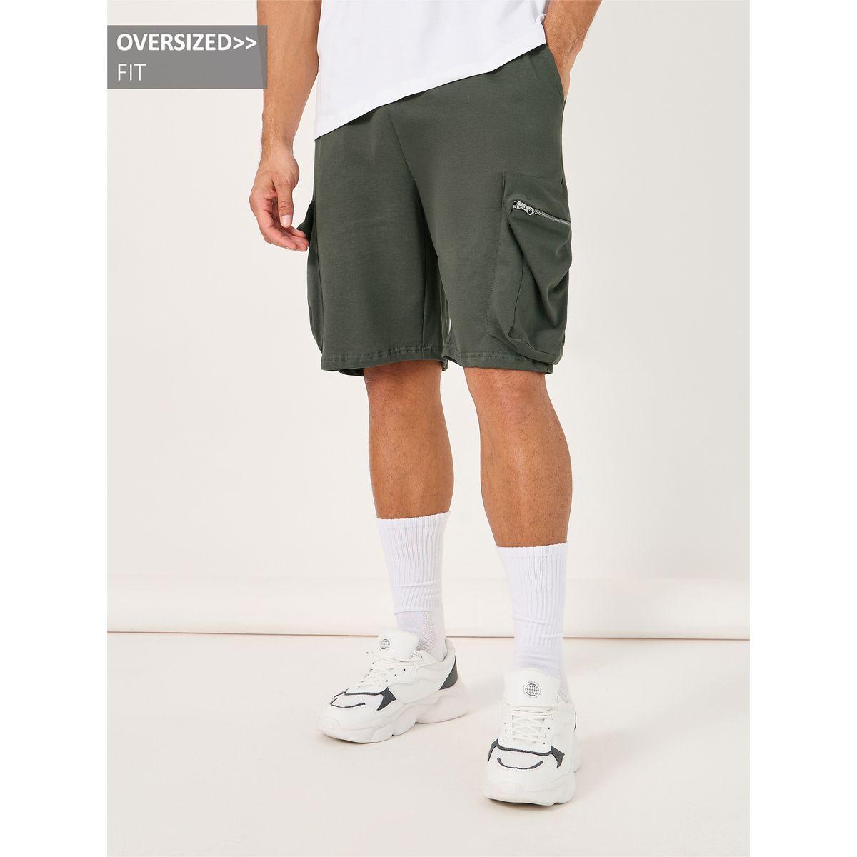 Styli Oversized Fit Utility Cargo Shorts with Zipper-men-clothing-bottoms-shorts-image-1