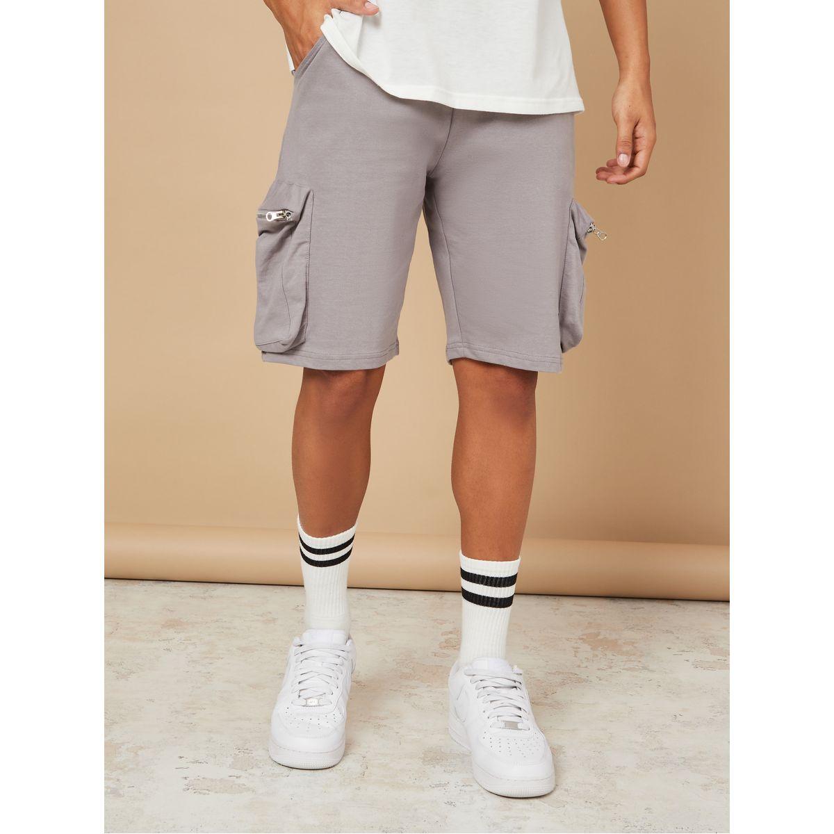 Styli Solid Oversized Shorts with Cargo Pocket Detail-men-clothing-bottoms-shorts-image-1