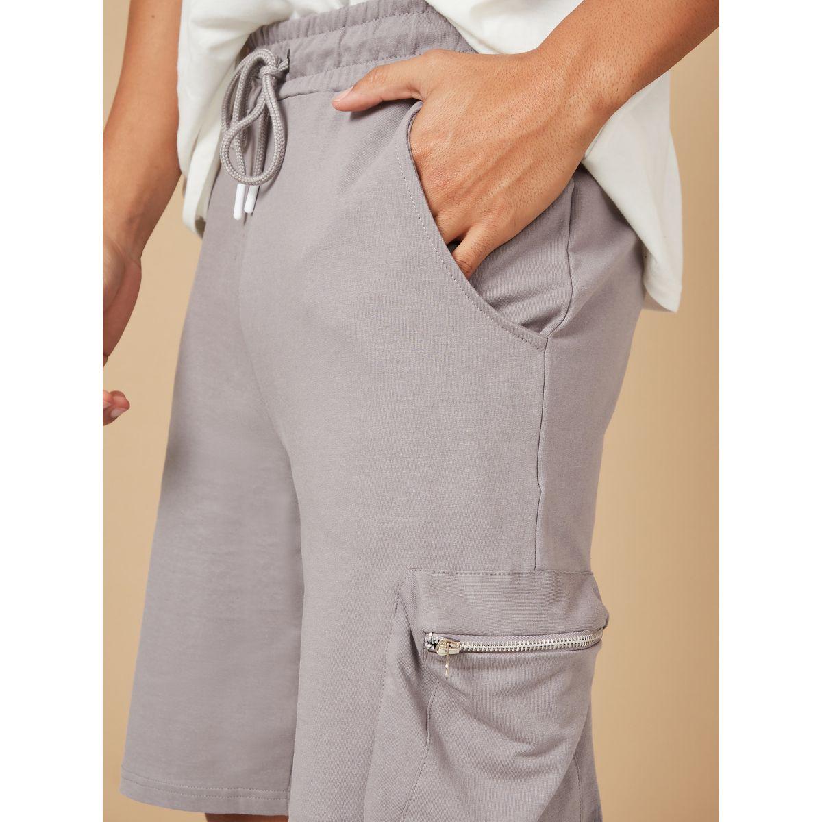 Styli Solid Oversized Shorts with Cargo Pocket Detail-men-clothing-bottoms-shorts-image-3