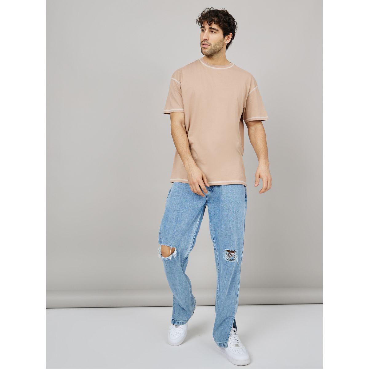 Styli Contrast Stitch Compact Jersey Oversized T-Shirt-men-clothing-tshirtsandpolos-tshirts-image-2