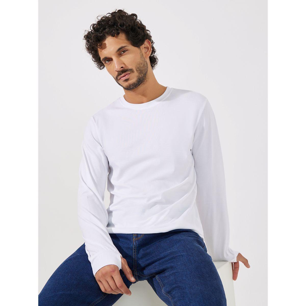 تيشيرت بقصة عادية مع أكمام بفتحة إبهام-men-clothing-tshirtsandpolos-tshirts-image-1