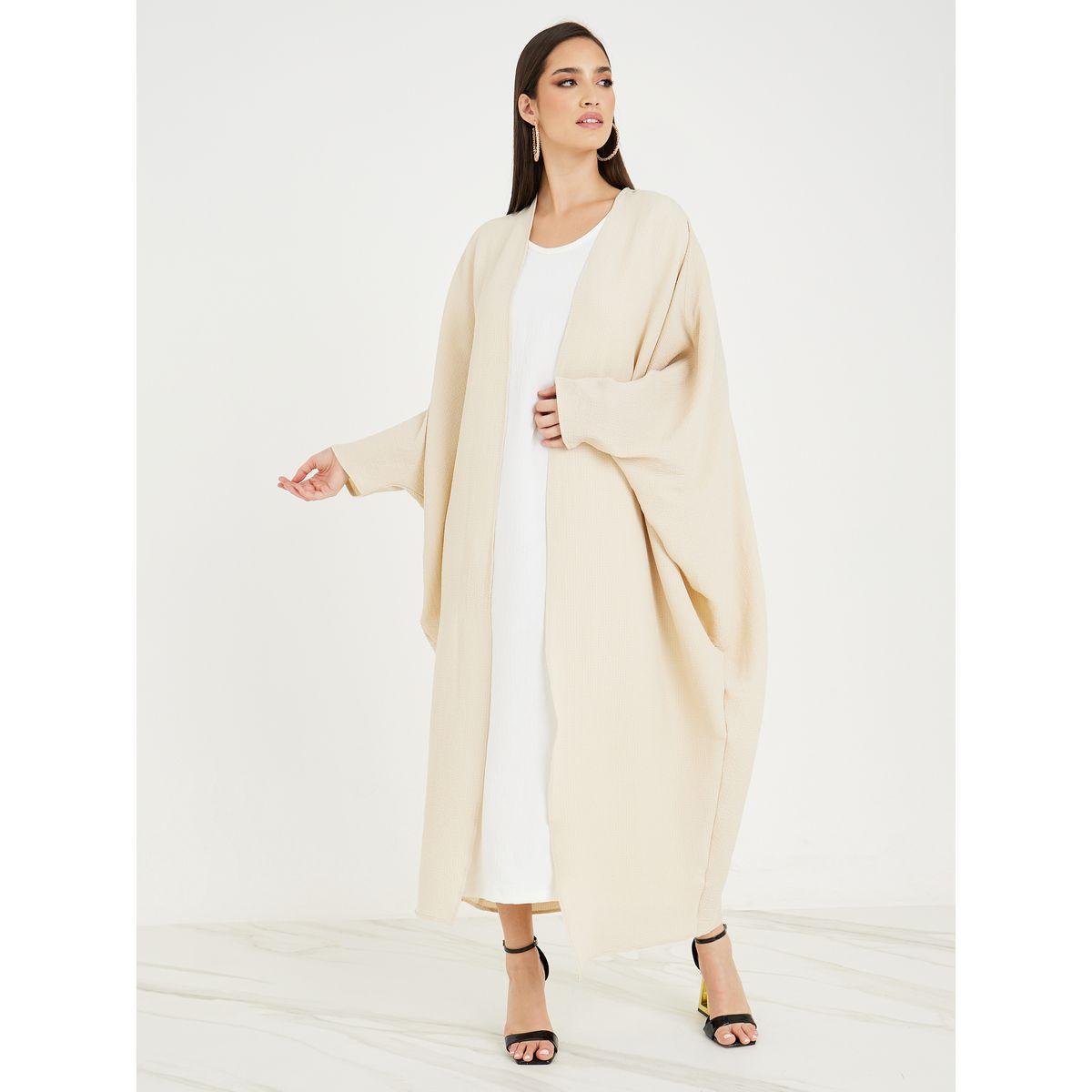 Styli Textured Oversized Fit Maxi Cocooned Shape Kimono-women-clothing-shirtsandblouses-shirts-image-1