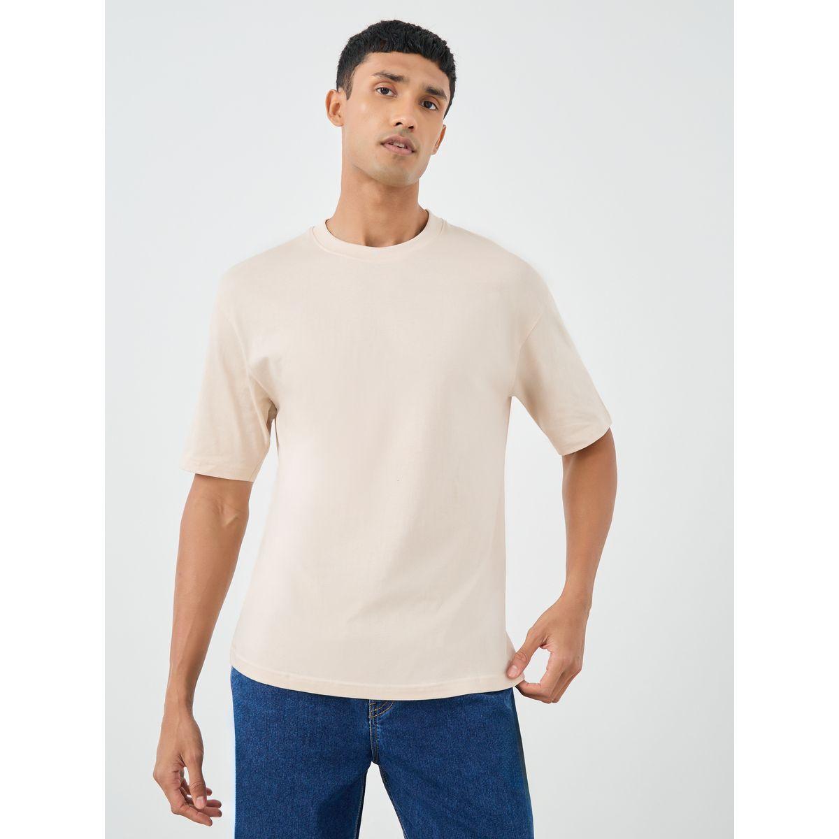 تيشيرت فضفاض بياقة ضيقة وأكمام قصيرة-men-clothing-tshirtsandpolos-tshirts-image-3