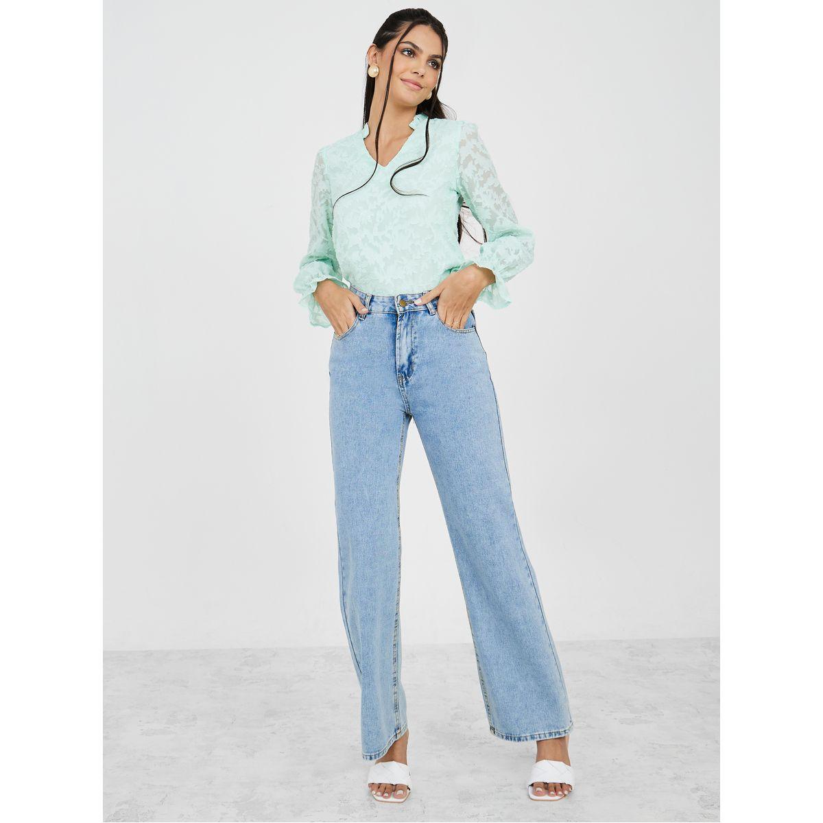 Styli Jacquard V Neck Regular Fit Blouse-women-clothing-shirtsandblouses-blouses-image-2