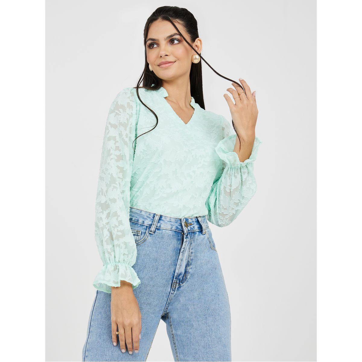 Styli Jacquard V Neck Regular Fit Blouse-women-clothing-shirtsandblouses-blouses-image-5