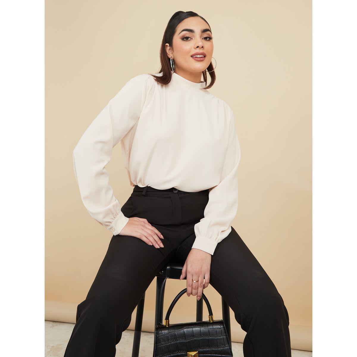 Styli High Neck Regular Fit Blouse with Tie Back-women-clothing-shirtsandblouses-blouses-image-1