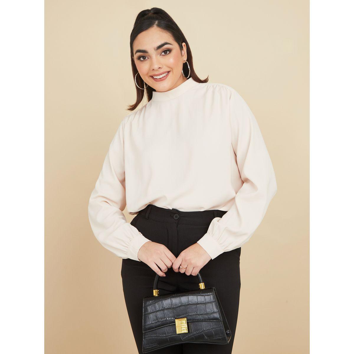 Styli High Neck Regular Fit Blouse with Tie Back-women-clothing-shirtsandblouses-blouses-image-2