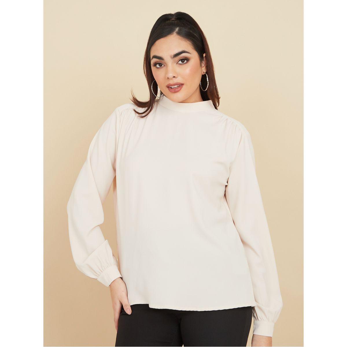 Styli High Neck Regular Fit Blouse with Tie Back-women-clothing-shirtsandblouses-blouses-image-4
