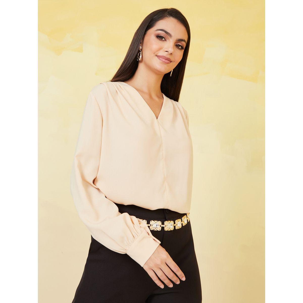 بلوزة كاجوال بقصة عادية-women-clothing-shirtsandblouses-blouses-image-1