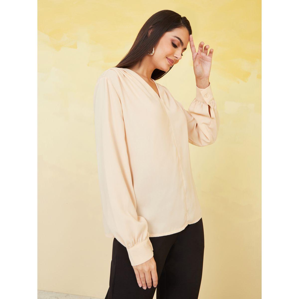 بلوزة كاجوال بقصة عادية-women-clothing-shirtsandblouses-blouses-image-3