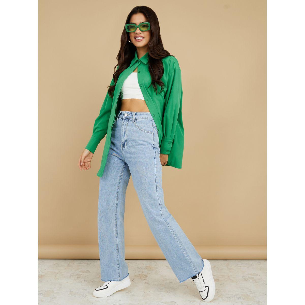 جينز بقصة مستقيمة وخصر عالي-women-clothing-bottoms-jeans-image-2
